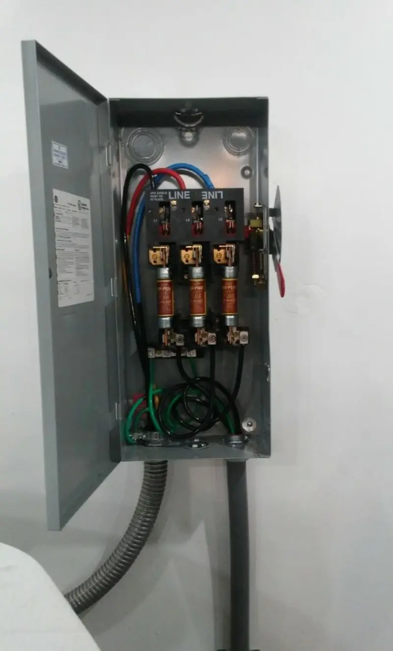 Three-phase disconnect switch installed for Smoke Detector Installation in Old Orchard Beach